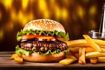 hamburger and french fries