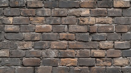 Obraz premium A close-up of a weathered brick wall with an empty and aged texture, highlighting its historical and worn features.