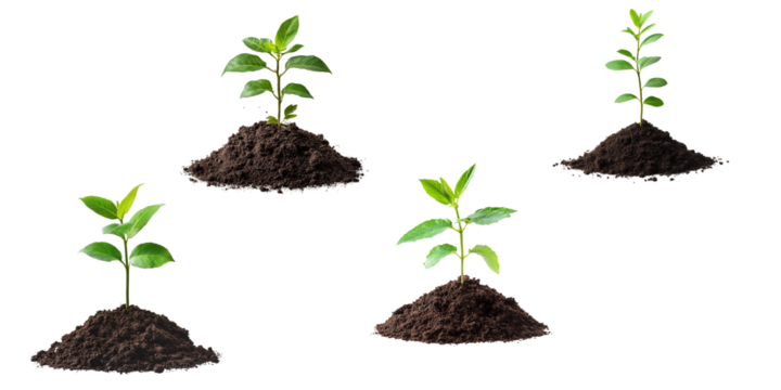 Plant in soil isolated on transparent background