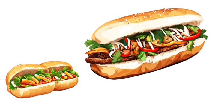 Banh Mi cartoon vector illustration clipart white background