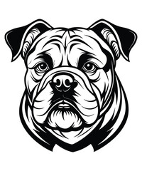 Bulldog Cartoon Vector Illustration, isolated outlined vector illustration