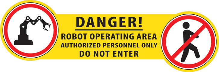 No entry robotic operating area sign vector.eps