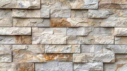 Background texture of wide beige brick wall for home and office design.