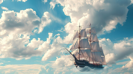 sailing ship in the clouds