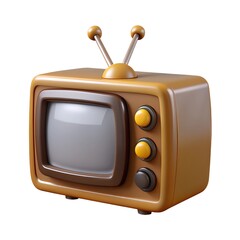 Vintage television 3D render icon isolated on white background