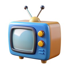Vintage television 3D render icon isolated on white background