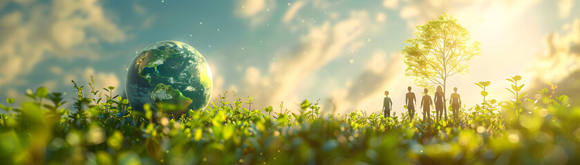 People Presenting Eco Friendly Project Proposals with Earth Model   Creative and Innovative Environmental Planning