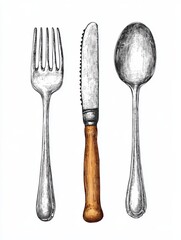Silverware Set: Fork, Knife, and Spoon