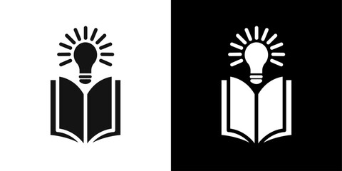 book with bulb icon Symbol mark in filled style