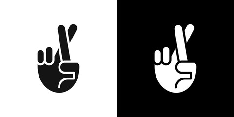 Crossed fingers icon Symbol mark in filled style