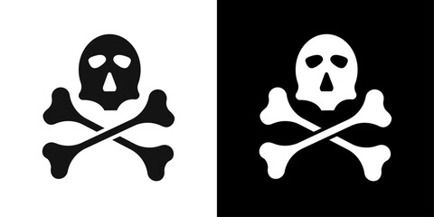 Crossbones skull icon Symbol mark in filled style
