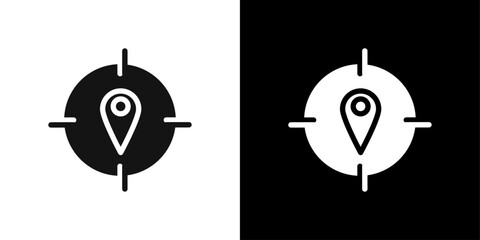 Crosshair location pin icon Symbol mark in filled style