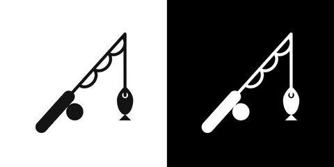 fishing rod icon Symbol mark in filled style