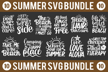 Obraz premium Tropical Summer SVG Bundle – Flamingo, Palm Tree & Retro Tee Art