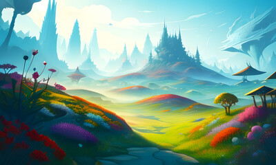 Fototapeta premium sunset in the mountains