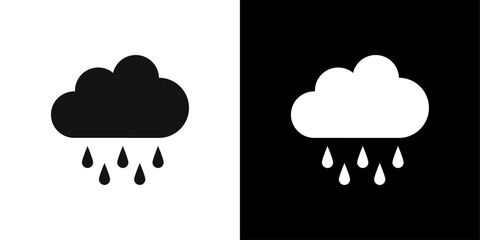 rain and cloud icon Symbol mark in filled style