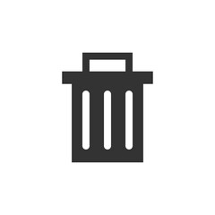 Garbage basket black illustration. Clean container symbol for trash. Rubbish sign. Vector icons in flat style