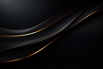 Abstract black background with gold lines.