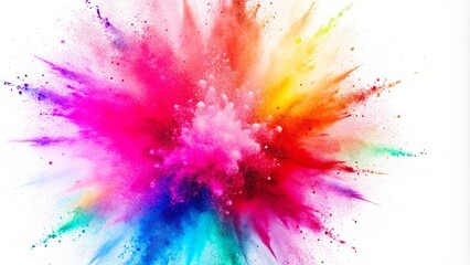 Colorful powder explosion on white background.