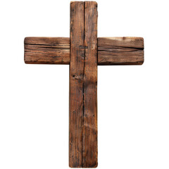 Fototapeta premium Christian Wooden Cross Isolated on Transparent or White Background, PNG