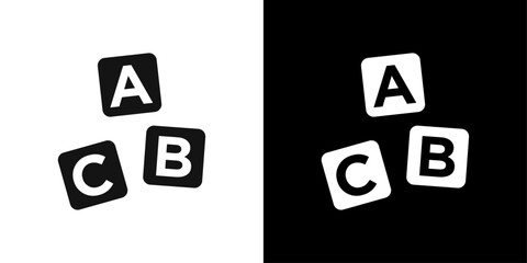 A B C cubes icon Symbol mark in filled style
