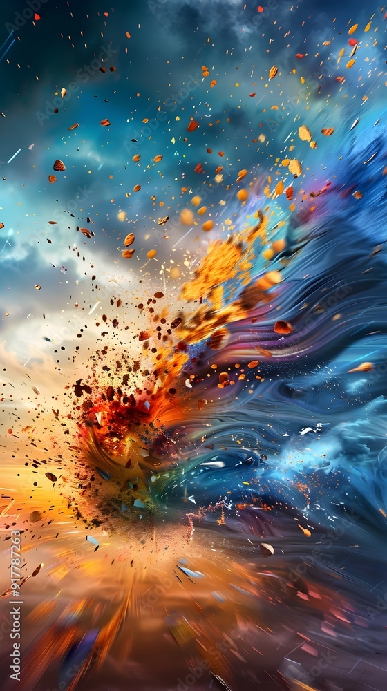 Poster abstract explosion of color and light.
