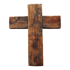 Fototapeta premium Christian Wooden Cross Isolated on Transparent or White Background, PNG
