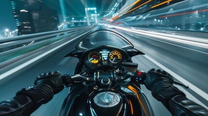 Riding a motorcycle during by highway