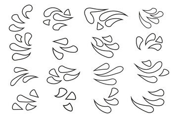 Obraz premium set of hand-drawn outline Ray Burst Accent Flourish, doodle swashes text elements word emphasis brush stroke, important characters text highlighters accents marks Decorative element 