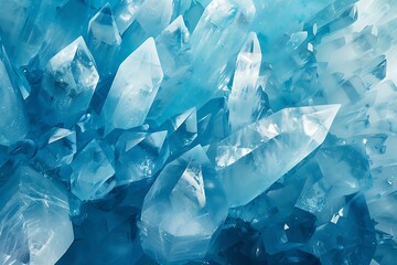 Crystalline structures in icy blues and whites, forming an abstract glacier, light refracting through facets, a cold, pristine beauty, sharp and clear.