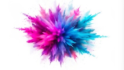 Colorful powder explosion on white background.