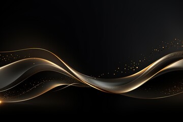Abstract black and gold wave background.