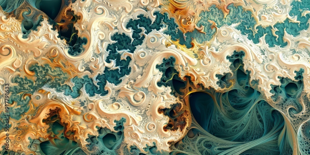 Poster a brain forming elaborate, fractal-like patterns, representing the intricate connections and process