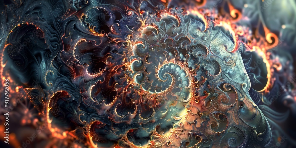 Poster a mesmerizing visual of a brain forming intricate, swirling patterns, representing the complexity an
