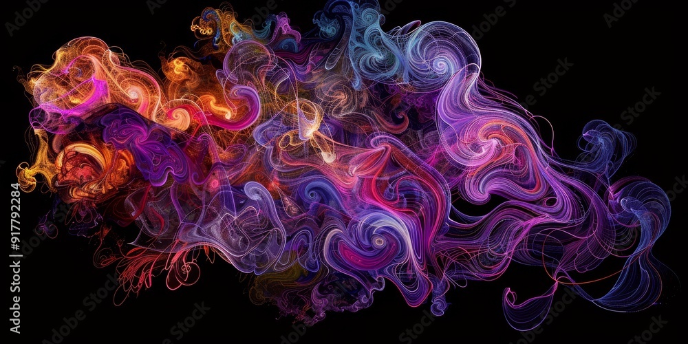 Poster a brain forming intricate, colorful patterns, representing the complexity and beauty of neural conne