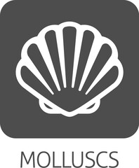 A seashell shell clam mollusc food stylised icon. Possibly an icon for the allergen or allergy or a seafood concept.