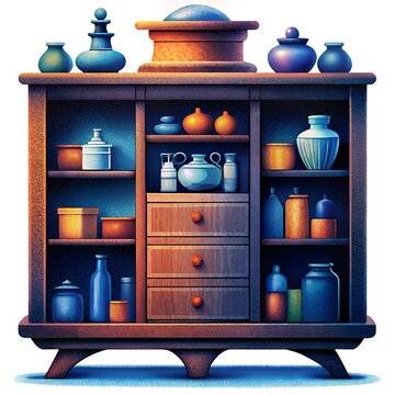 recommend clip art: Apothecary cabinet clipart illustration isolated on white background