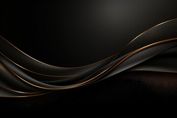 Elegant black and gold abstract background with curved lines.