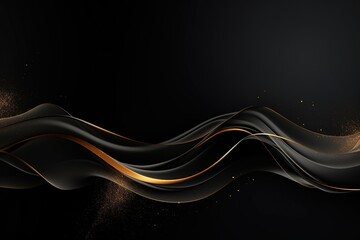 Elegant abstract background with black waves and gold accents.