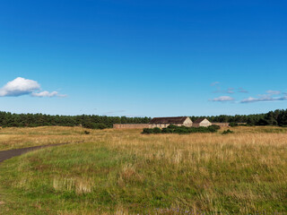Old and abandoned Wartime and Cold War Radio Intercept Buildings first used by the British and then Americans at Kinnaber Links at Montrose.