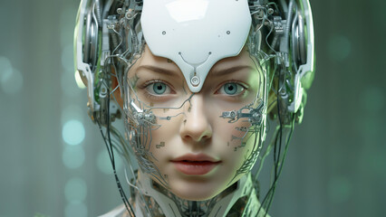 a 3d rendered image showing a digital person with two eyes and a smile, in the style of light silver and light green, meticulous linework precision, womancore, hyper-realistic, textural surface treatm