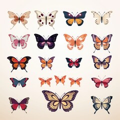 Beautiful Butterfly Illustrations Collection on Light Background for Nature-Themed Designs