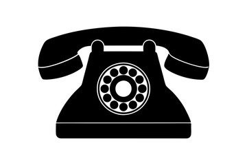 Telephone vector silhouette, Classic vintage ring phone vector illustration

