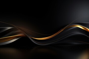 Naklejka premium Abstract black and gold wave background with copy space.