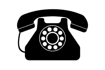 Telephone icon, vintage retro telephone silhouette vector
