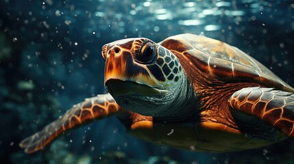 Fototapeta premium colorful turtle underwater in the sea illustration 