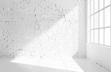 white brick wall room, white texture with sunlight from the side