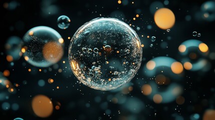 Fototapeta premium A mesmerizing collection of bubbles illuminated by light