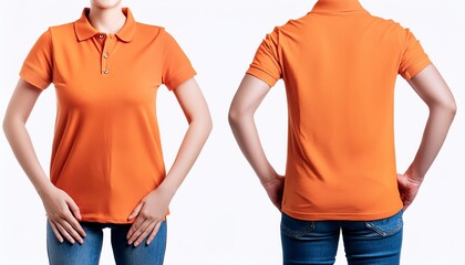 Orange Polo - Shirt Mockup for Product Design - T-shirt Template for Logo Placement and Branding - Template for Company Shirt and Work Clothing - Presentation Background for Corporate Identity 