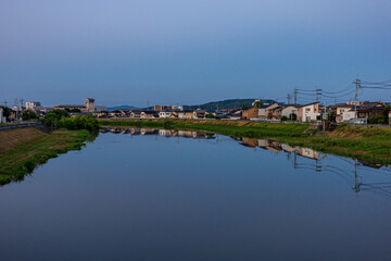 日本の岡山県岡山市の美しい朝の風景